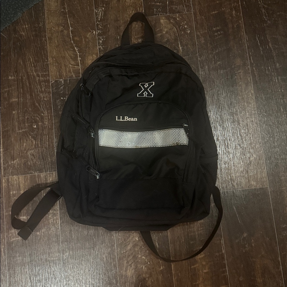 L.L. Bean Grade School Black Backpack with Reflective Stripe